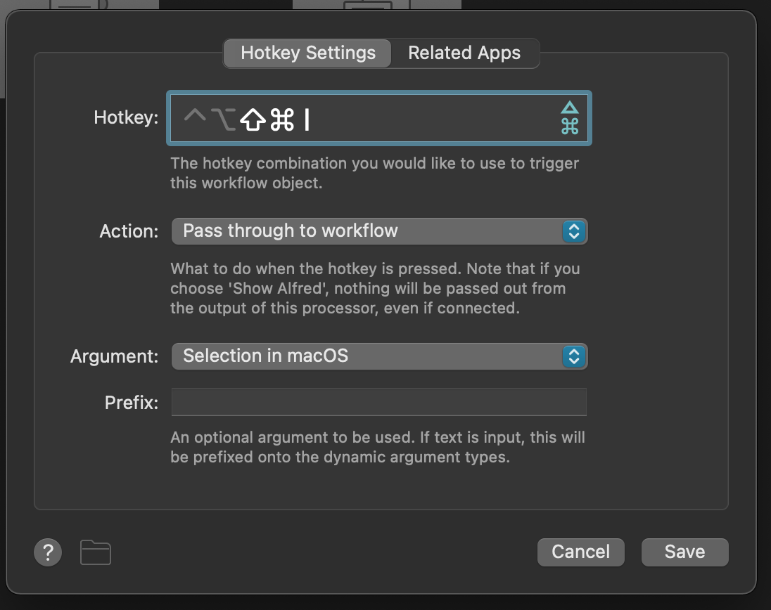 The Hotkey object settings